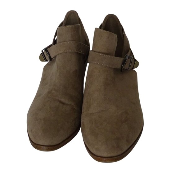 Time And Tru Women Tan Faux Suede Ankle Bootie Memory Foam Women Size 11 - Picture 3 of 10